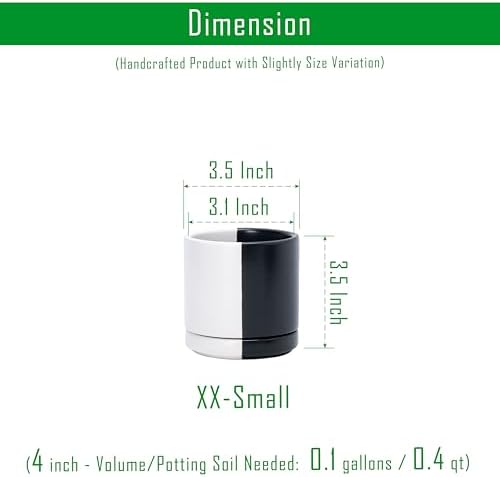 D'vine Dev 3.5 Inch Ceramic Planter Pot, Black White Split, 94-O-A-0 - Image 3