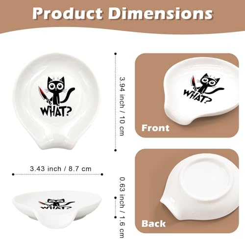 Funny Cat Spoon Rest, Cute Ceramic Coffee Spoon Holder for Kitchen and Coffee Bar, Cute Small Spoon Rest for Cat Lovers, Friends, Family Birthday Christmas Gift - Image 2