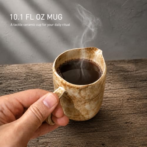Ceramic Pour Over Coffee Maker Set, 2-Piece Stoneware Coffee Dripper and Pitcher, Rustic Wheat Glaze Manual Coffee Brewer, 11.3 oz Coffee Server for Home Kitchen - Image 6