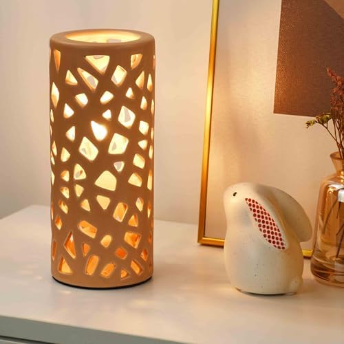 Nave Small Modern Terracotta Ceramic Table Lamp, Kids Night Nursery Table Lamp, 3.14H7.48IN, Bulb Excluded, Terracotta Carving Bird Nest - Image 4