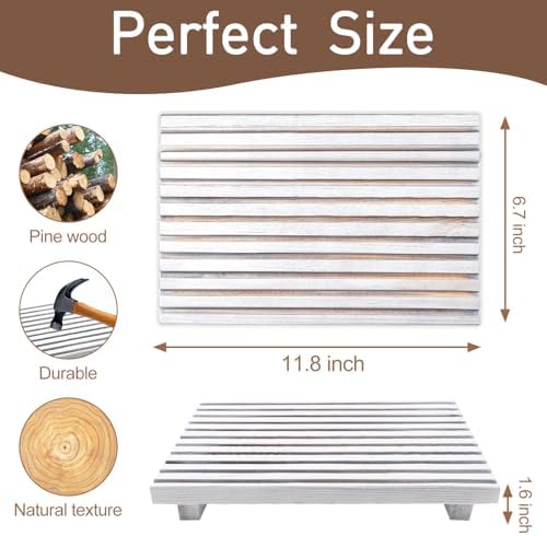 Rustic White Wood Pedestal Stand for Bathroom Tray Kitchen Counter Decor - Image 5