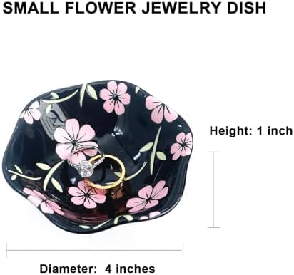 Small Flower Ring Dish Jewelry Tray Organizer, Black - Image 2