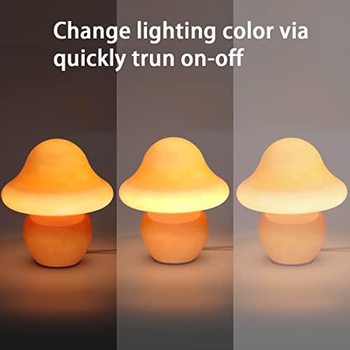 HEQET Mushroom Lamp Orange Glass Mushroom Table Lamp for Bedrooms, Living Room, Aesthetic Lamps for Bedroom, Cute Bedside Lamp - Image 4