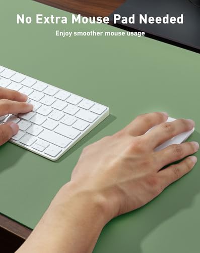 Aothia Faux Leather Desk Mat - Large Mouse Pad, Non-Slip PU Leather Blotter, Waterproof Writing Surface for Office and Home (Olive Green, 63" x 24") - Image 4