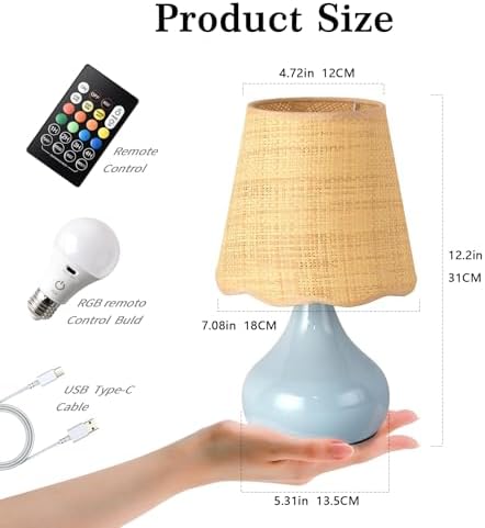 Cordless Table Lamp Rechargeable, Light Blue Mini Cute Table Lamp for Nightstand, Battery Operated Small Table Lamp for Small Spaces for Kitchen Counter, Bookshelf, Bedside, Bedroom, Living Room - Image 3