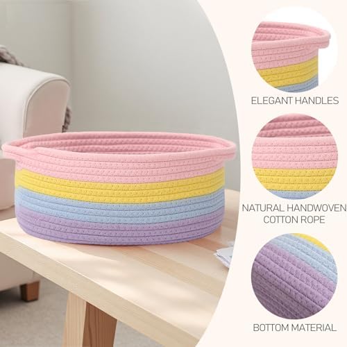 JMvicyroam Small Woven Basket, Empty Gift Basket, Rainbow/1 Pack - Image 3