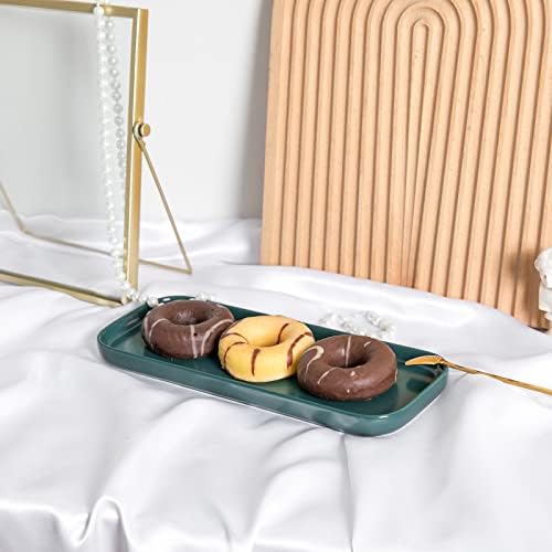 Ceramic Bathroom Tray,Kitchen Sink Organizer Tray,Cosmetics Holder (Blackish Green) - Image 3