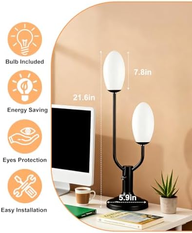 Lightdot Mid Century Modern Table Lamp Vintage Black Dimmable Plug in - Image 5