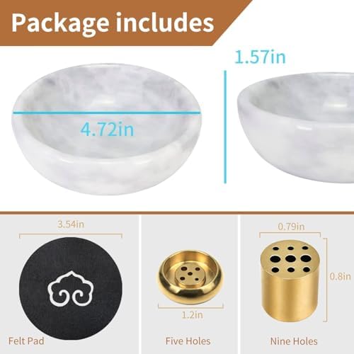 Vrupin Natural Marble Incense Burner, Handmade Incense Stick Incense Burner Reflux Burner, Ideal for use in Meditation, Incense Smokers and Decoration. (Grey) - Image 5