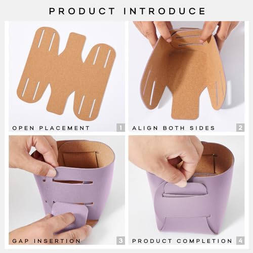 HOMIEAZICOZI 2-Pack Cork Leather Desk Accessories Storage - Pencil Pen Holder - Makeup Brush Holder Organizer - Stylish Addition to Home Decor (Purple) - Image 6