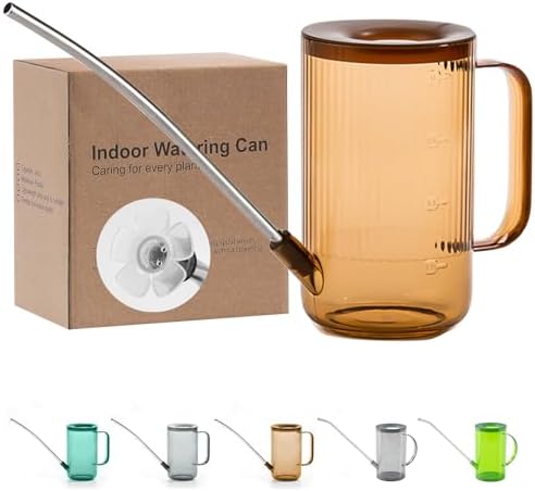 Tennedriv Green Long Spout Watering Can Indoor, Small Watering Cans for House Plants, Flowers, Succulents (Brown) by TennedrivGreen