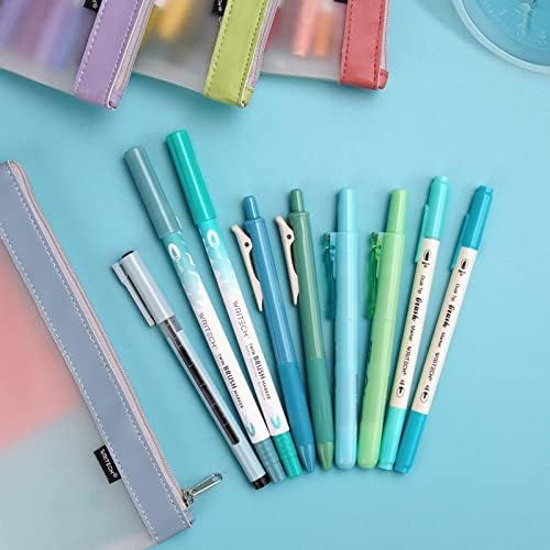 WRITECH Journaling Kit, Gel Ink Pens/Retractable Highlighters/Dual Tip Brush Pens/Fineliner Pens, Smooth Writing Assorted Colors Journaling Supplies, 9 Count with Pen Bag (Vitality blue & green) - Image 4