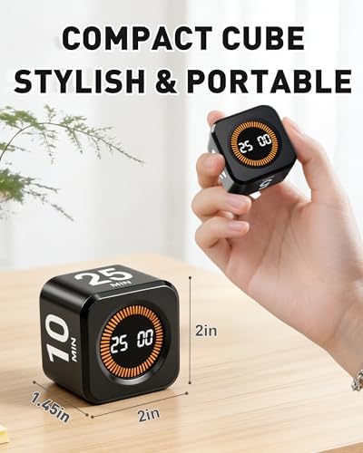 Rotating Timer Cube for Productivity — 5/25/10/50 Minutes Preset, Digital Gravity Sensor Desk Visual Timer for ADHD, Silent Mode, Ideal for Office, Study, Kitchen & Kids - Image 6