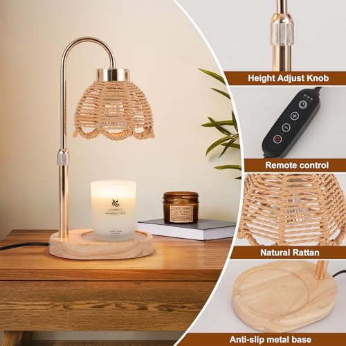 Candle Warmer Lamp, Stepless Dimming & Timer, Bohemian Style Wax Melting Device, Suitable for Home, Desk Decor, Bedroom, Mother's Day, Valentine, Birthday Gifts for Women (Gold) - Image 6