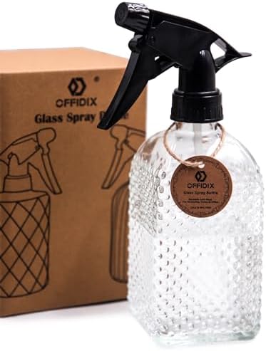 Clear Glass Plant Mister Watering Spray Bottle Adjustable Nozzle 13.5 oz by Offidix