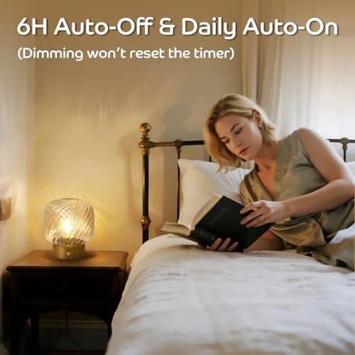 LUSHARBOR Battery Operated Table Lamp with Timer, Stepless Dimming Small Bedside Lamp Battery Powered Cordless Lamp for Home Decor Entryway/Living Room/Coffee Table/Shelf Transparent - Image 5