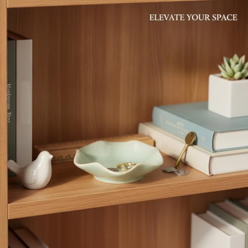 Ceramic Lotus Flower Dish for Jewelry Keys Coins, Decorative Catch-All Tray for Vanity Desk Shelf - Image 3
