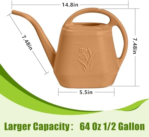 Plastic Watering Can - for Indoor and Outdoor Home Garden Plants - with Long Spout - Copper Color - 1/2 Gallon - Image 2