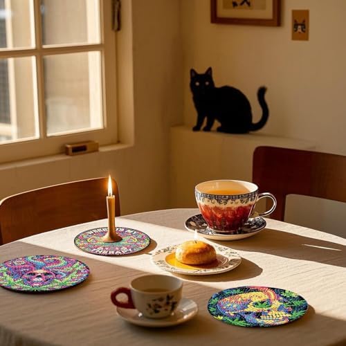 8 Pcs Leaf Diamond Art Coasters Kits, Diamond Painting Coasters Kits - Image 2