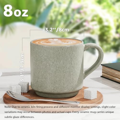 Pilnocok 8 oz Ceramic Small Mugs Set of 2, Green - Image 2