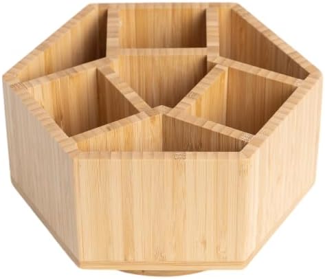 360° Rotating Bamboo Desk Organizer, Hexagonal by Saparim
