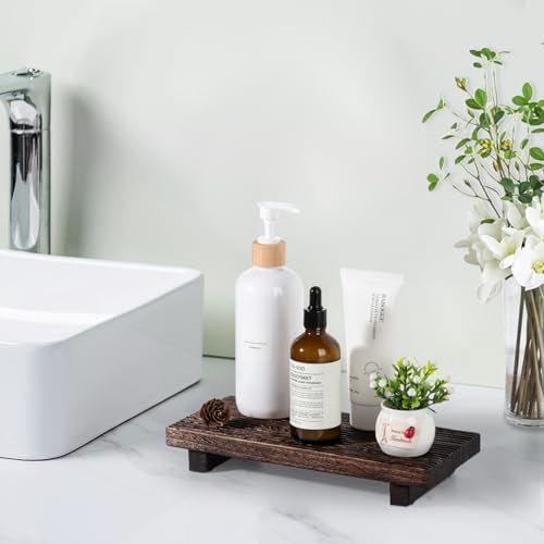 Bathroom Tray Farmhouse Decor Kitchen Soap Holder, 10" * 4.5" Dark Brown - Image 4