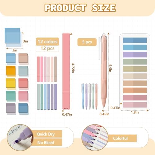 Jutom 39 Pcs Aesthetic Book Annotation Kit,Cream,Cute Style - Image 5