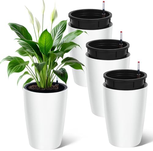 Garvee Tall Planters for Outdoor Plants, 16 in Planters Set of 4, White by Garvee