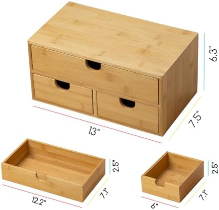 MEEDEN Bamboo Desk Organizer with Drawers: Desktop Storage Container - Image 3