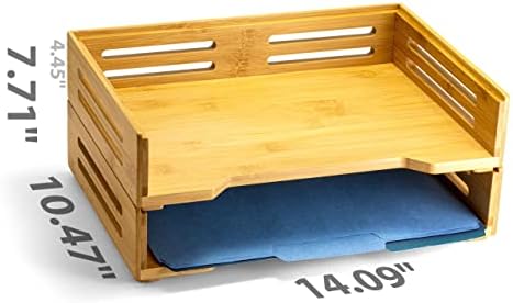 Achieva Bamboo Stackable Side Load Letter Tray, 2pk (71004) - Image 2