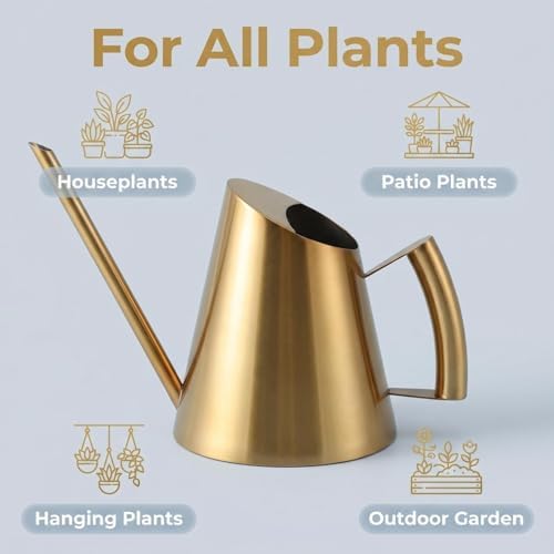 13.6 oz Watering Can Indoor Plants Stainless Steel Plant Waterer Watering Pot Sprinkle Pot Garden Flowers Plants Flower Tool Gold Watering Can with Long Spout (400ml) - Image 6