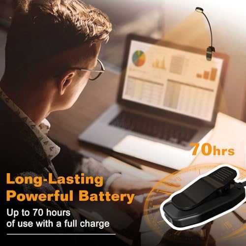 KTEBO Rechargeable Book Light for Reading in Bed, Eye Caring Book Reading Lamp with 10 LED Modes, 1.3 oz Lightweight Portable Clip on Light, 360 Adjustable Clamp Light Perfect for Readers - Image 5