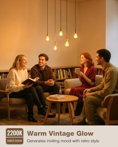 Lafoy A19 Amber Edison Bulbs, Dimmable E26 LED 60 Watt Equivalent 6 Pack - Image 5