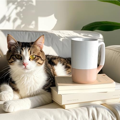 Gencywe Ceramics Large Tea Cup with Loose Leaf Infuser, Spoon and Lid, 16 oz Tall Coffee Mug, Microwave and Dishwasher Safe, Rustic Matte Ceramic Glaze, Tea Strainer (Pink) - Image 5