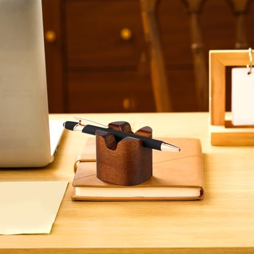 Sherr 2 Pcs Wooden Fountain Pen Holder Minimalist Single Pen Display Stand - Image 4