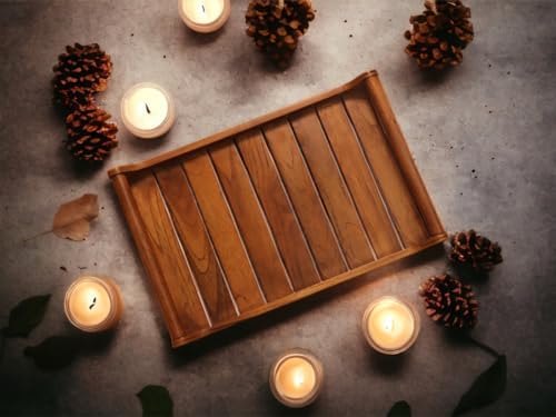 Vesta Homes Set of 2 Romper Teak Wood Rectangular Serving Tray for Home/Kitchen/Restaurant/Office Organizer/Dining Table|Premium Wooden Trays| 18 X 12 ; 15 x 10 inches | Handcrafted in India - Image 5