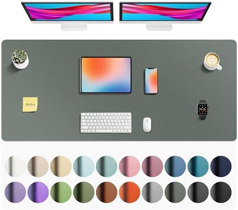 Aothia Faux Leather Desk Mat - Non-Slip PU Leather Desk Blotter, Waterproof Writing Surface, Large Desk Pad for Office & Home (Jungle Green, 55" x 24") by AothiaSimpleNaturalUnique