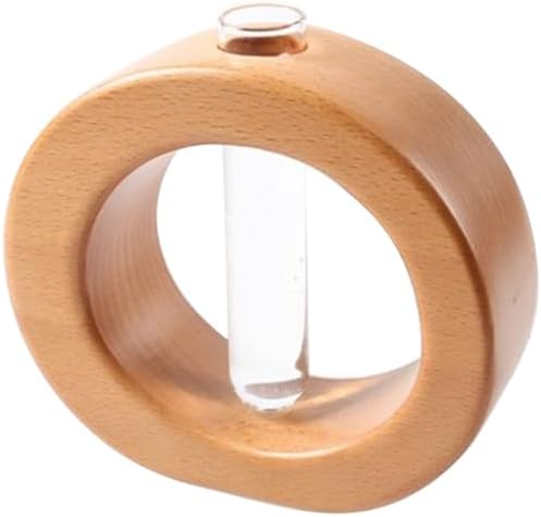 Ciieeo Wooden Vase with Mini Glass Propagation Terrarium Tube, Beech Wood Stand, Desktop Glass Bud Vase for Indoor Plant Display and Home Décor by Ciieeo