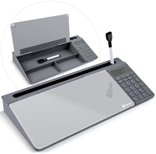 Varhomax Glass Desk Whiteboard Gray with Calculator by Varhomax