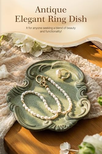 Jewelry Tray, Ceramic Jewelry Dish, Ring Dish, Trinket Tray, Rinket Dish, Ring Holder Dish, Key Bowl, Bathroom Vanity Tray, Retro, Vintage, Friendship Gifts, Anniversary Secret Santa, Deep Green - Image 6