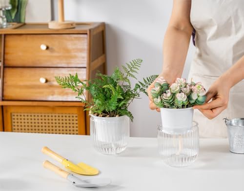 Melphoe Self Watering Pots for Indoor Plants Planter, 4.3 Inch 2 Pack Planters Self Watering Plant Pots for Flower, Houseplants, Succulent, African Violets and Cactus with Drainage - Image 3