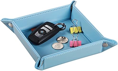 YAPISHI Valet Tray,Foldable PU Leather Catchall Tray/Dish/Caddy Blue by YAPISHI