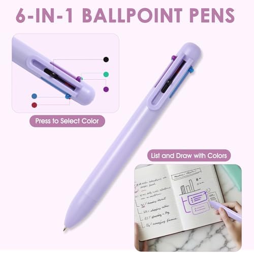 56 PCS Aesthetic School Supplies with Large Pencil Case, 5 Inspirational Ballpoint Pens, 12 Pastel Highlighters, 5 Black Ink Gel Pens, 6 Mechanical Pencils 0.5-0.7mm College Student Essentials(purple) - Image 5