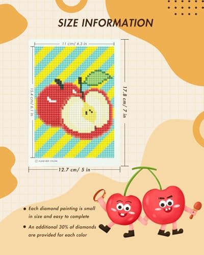 forever young Minigem Fruit Diamond Art Kits, 5x7 Inch Postcard-Style - Image 6