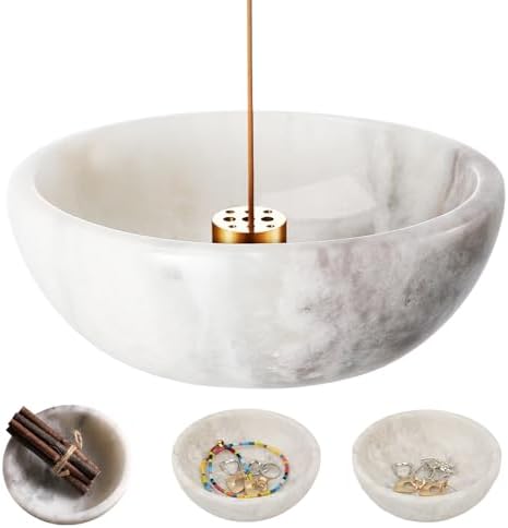Koville African Natural Marble Incense Holder, 5inch Incense Holders for Sticks, Sturdy Incense Burner Ideal for Meditation and Relaxing, Easy to Clean(Grigio Fantasy) by Koville