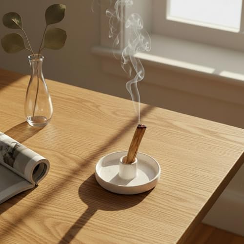 Palo Santo Holder, Ceramic Incense Holder for Palo Santo Sticks, Scent Wood Stand and Ash Catcher, Simple, Sturdy and Well Made Incense Burner, Cozy Speckled White - Image 5