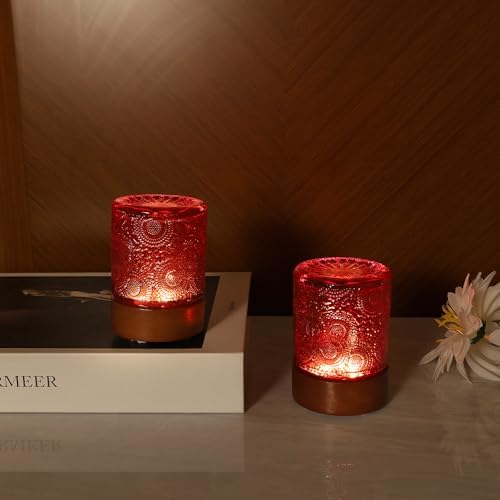Mini Soft Warm Light Lamp Battery Operated Portable Night Light with Timer, Small Glass Vintage Dim Sleep Nightlights, Battery Powered Wireless Night Lights for Adults (1), M2-1-7 - Image 6