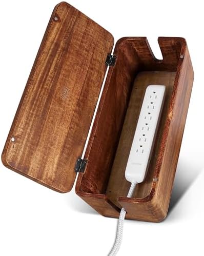 Large Cable Management Box, Wood Wire Organizer & Power Strip Cord Hider by LuxeDesigns