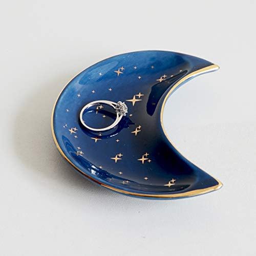 Small Moon Jewelry Dish Tray, Set of 2 (Blue and White) - Image 2