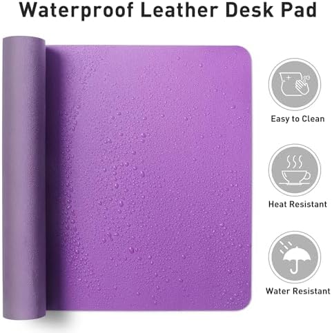 Aothia Leather Desk Pad Protector, Mouse Pad, Office Desk Mat, Non-Slip PU Leather Desk Blotter, Laptop Desk Pad, Waterproof Desk Writing Pad for Office and Home (31.5" x 15.7", Iris Violet) - Image 6